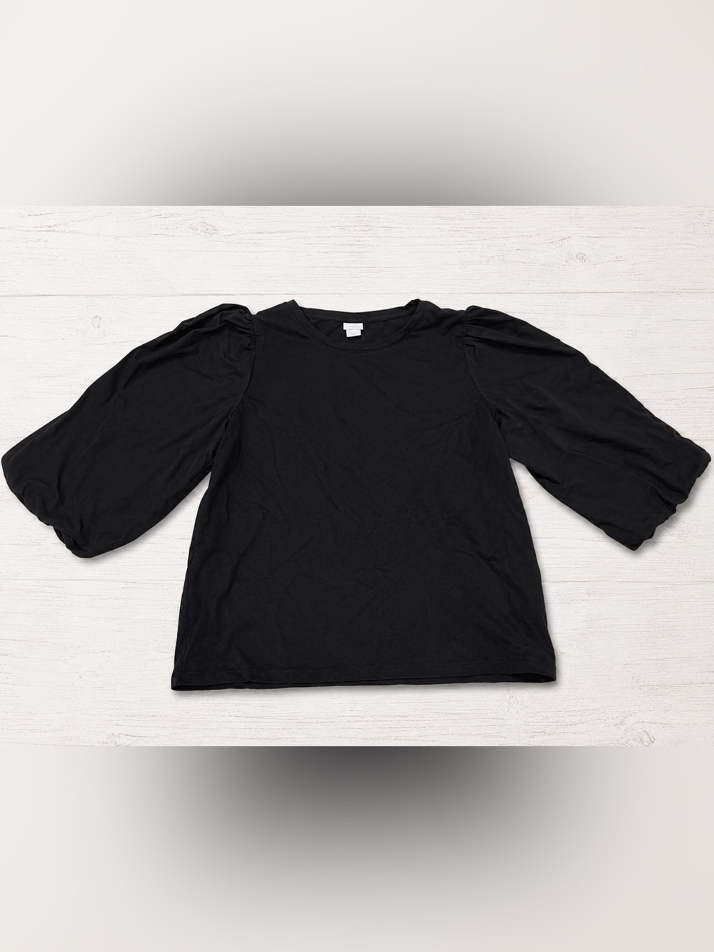 Chico’s Black Puff Sleeve Top Size 2 (US Large) Balloon Sleeve Blouse
